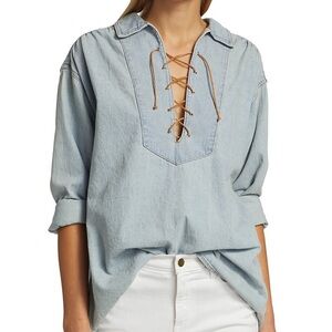 Xirena Cooper Chambray Lace Up Tunic size Small